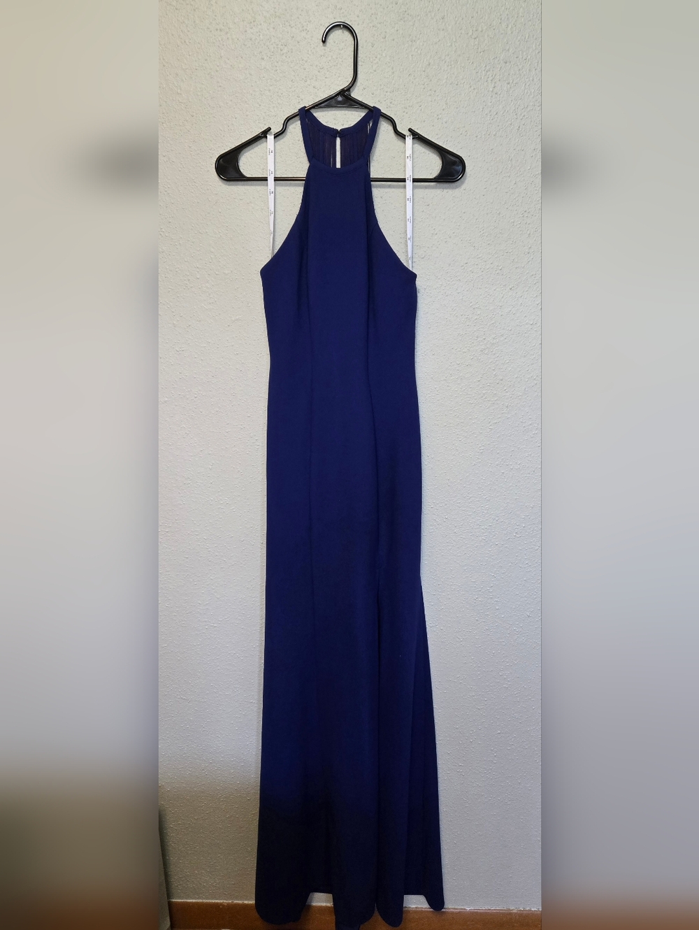 DB Studio Crepe Halter With Fringe Back Long Dress Size 2